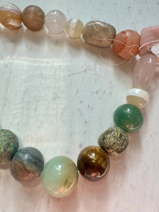 Mixed Gemstone Stretch Bracelet - Lily | Ever Designs Jewelry BOHO Multi Stones One of a Kind Statement Stretch Bracelet